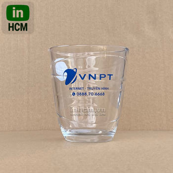 Ly thủy tinh Vnpt in quà tặng