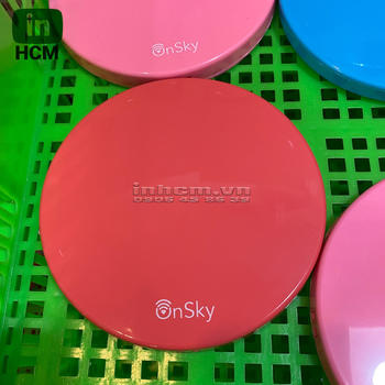 Hộp nhựa tròn mica in logo 1 màu