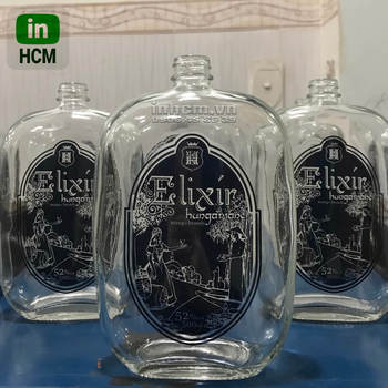 Chai thủy tin đựng rượu trái cây in logo 1 màu