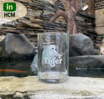 Ly thủy tinh in logo tiger