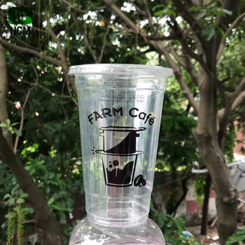 in logo lên ly nhựa PET nắp bằng 500ml