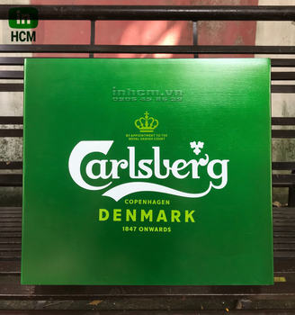Thùng gỗ sơn in logo carlsberg