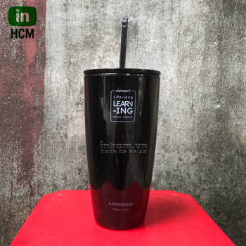 In logo gia công lên ly giữ nhiệt 2 lớp