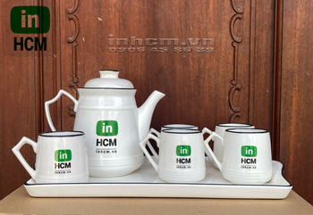 In ly sứ - Bộ ấm chén InHCM